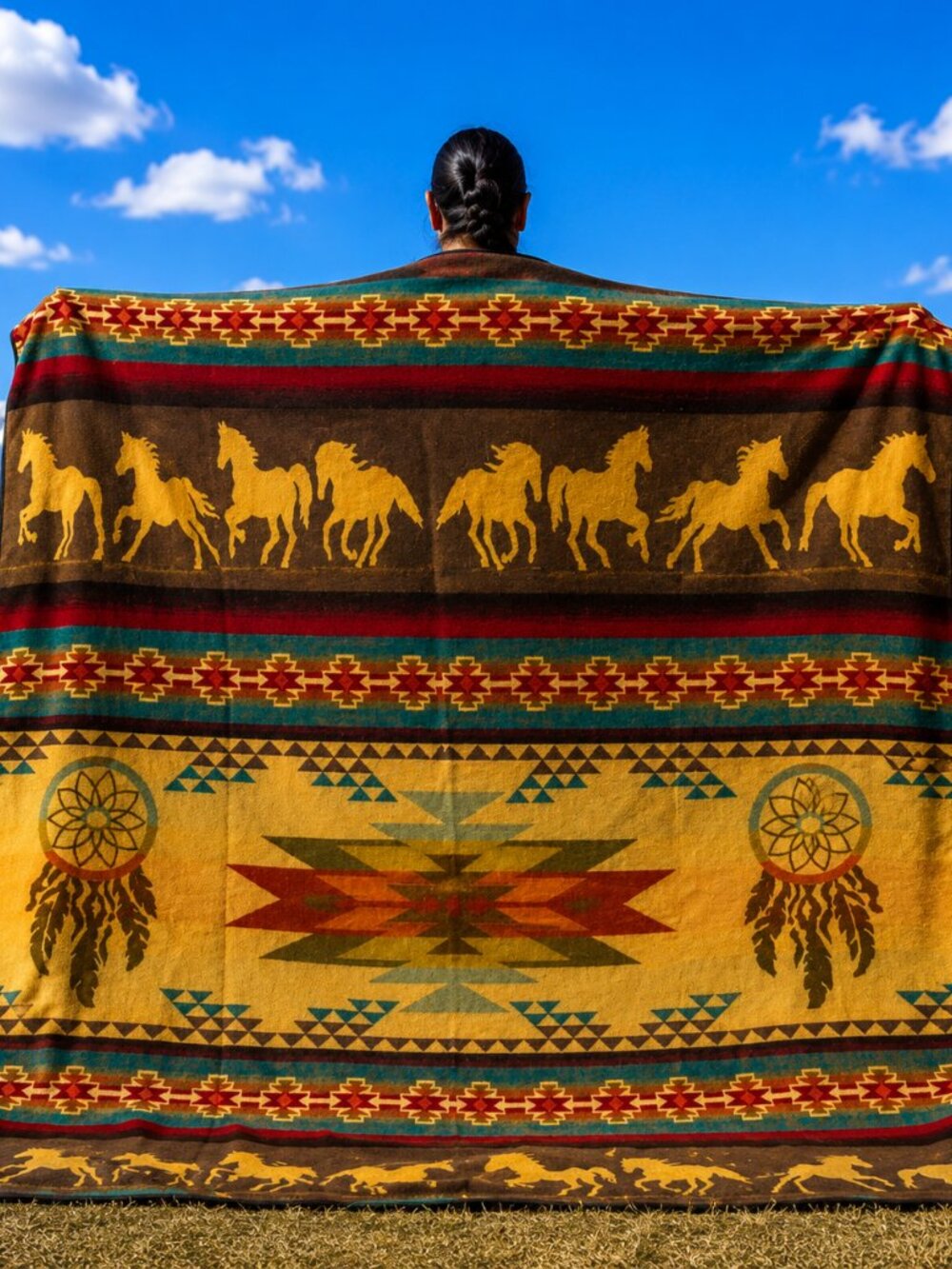 Handwoven Queen Alpaca Blanket | Native American Western Southwestern Home Decor